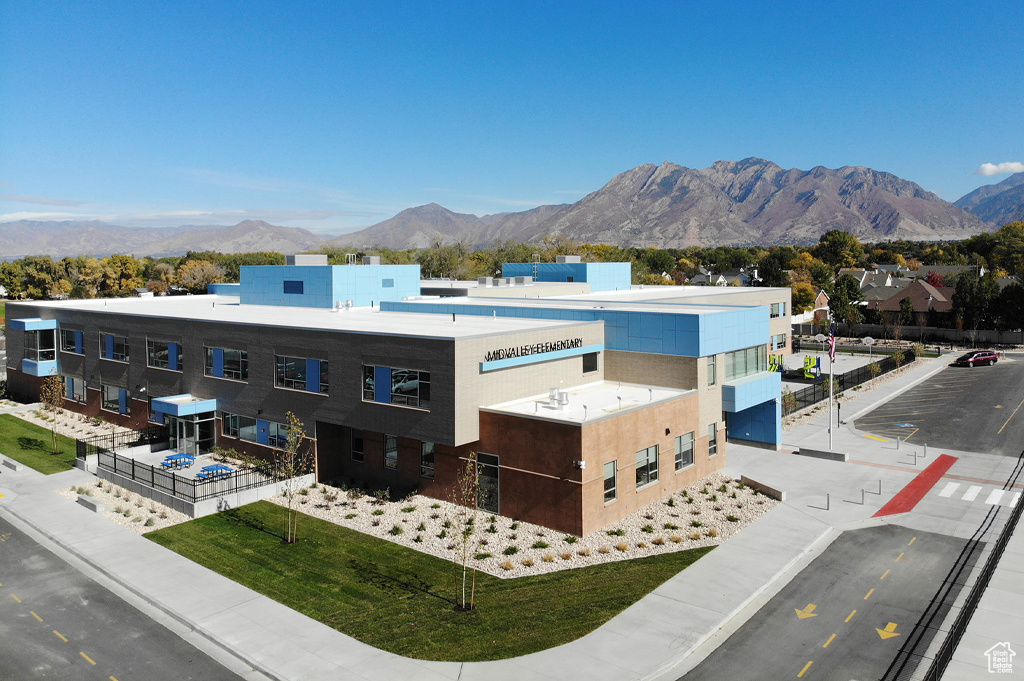 Exterior space featuring a mountain view