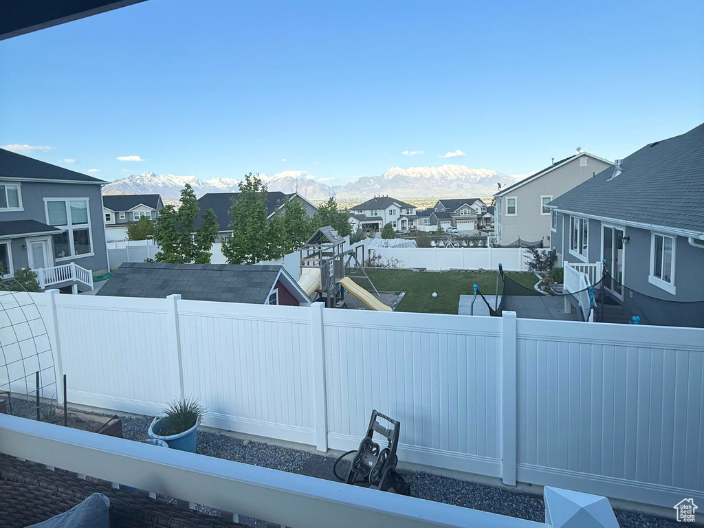 View of pool with a fenced backyard and a residential view