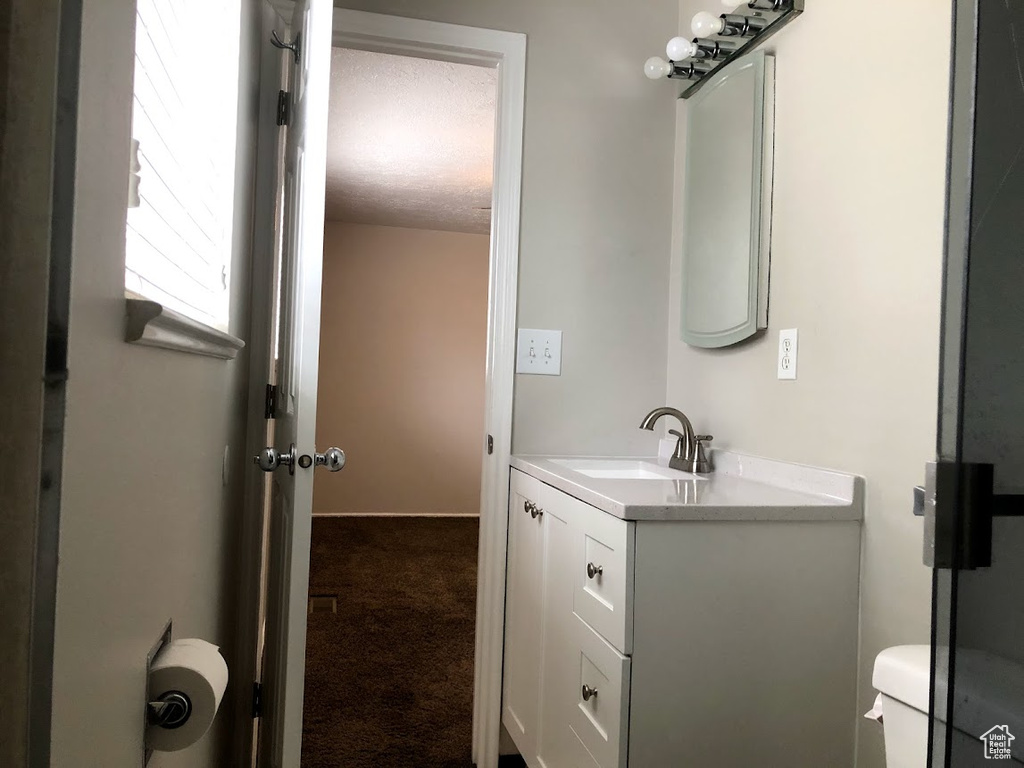 Bathroom with vanity and toilet