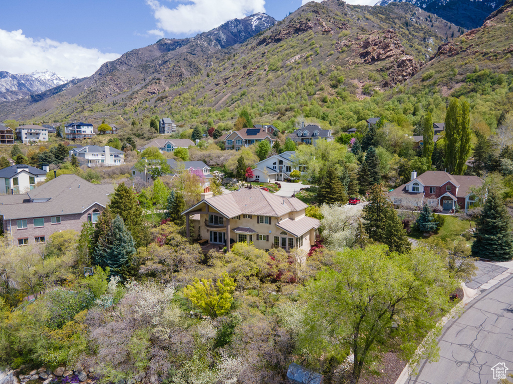 Bird's eye view with a mountain view and a residential view