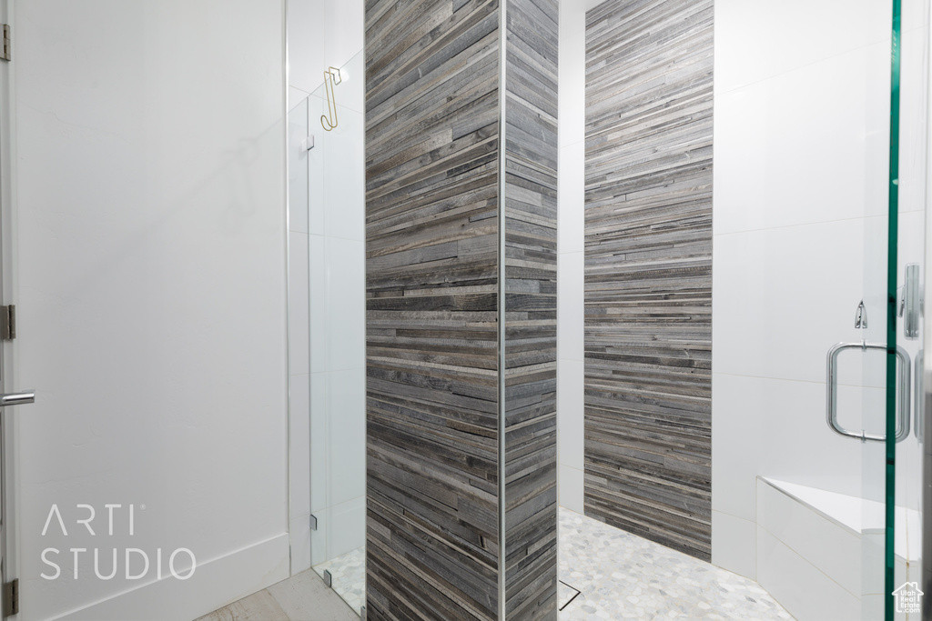 Bathroom with a shower stall
