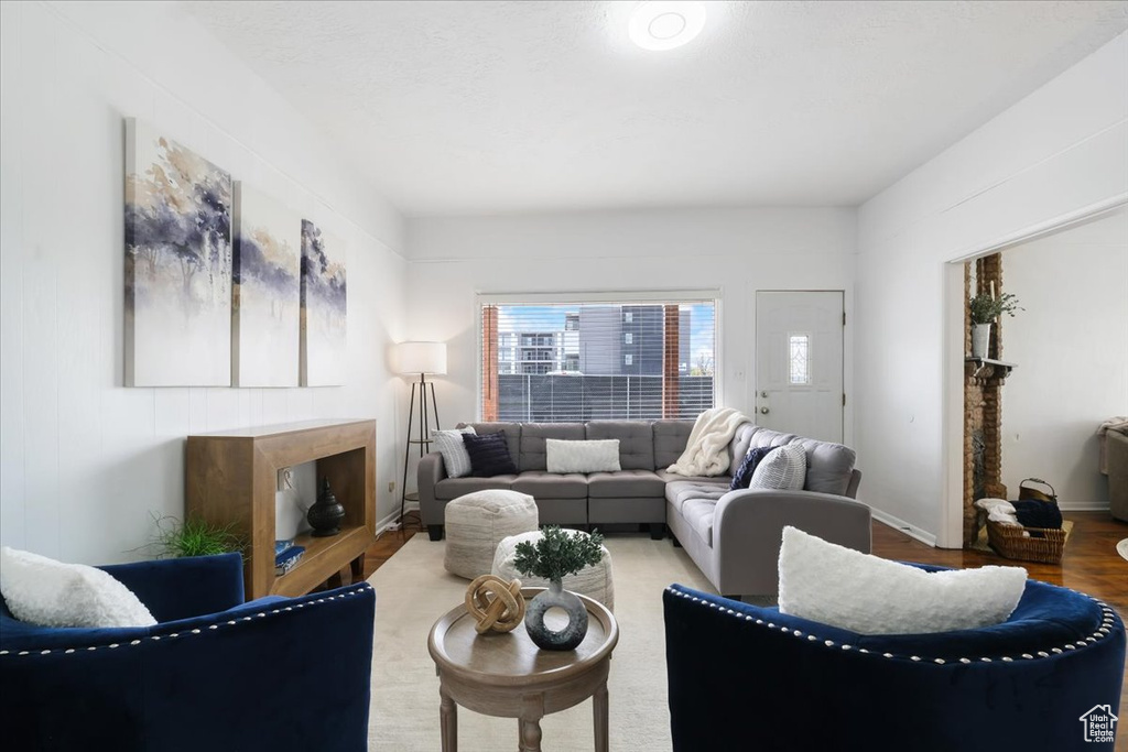 Living room featuring wood finished floors