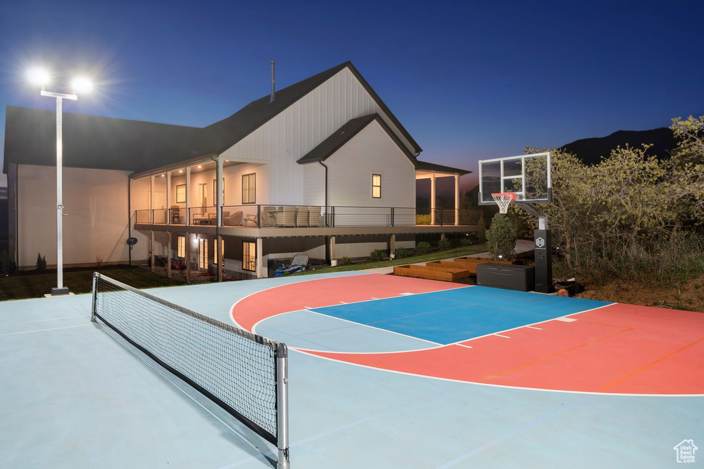 View of sport court featuring basketball court