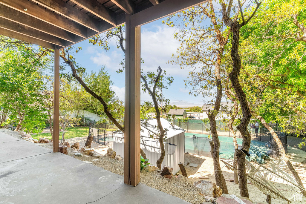Property view of water featuring a fenced backyard