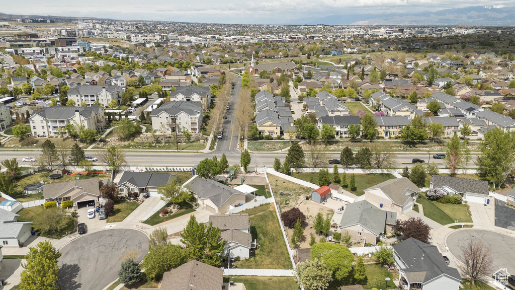 Birds eye view of property with a residential view