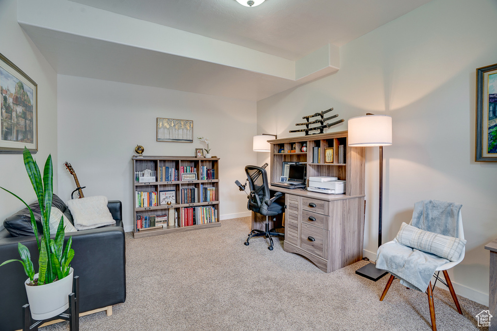 Office area with carpet floors and baseboards