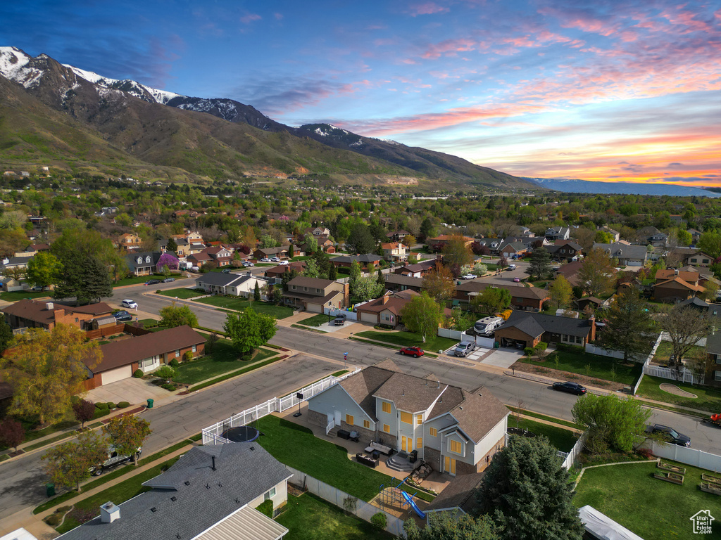 Aerial view with a mountain view and a residential view