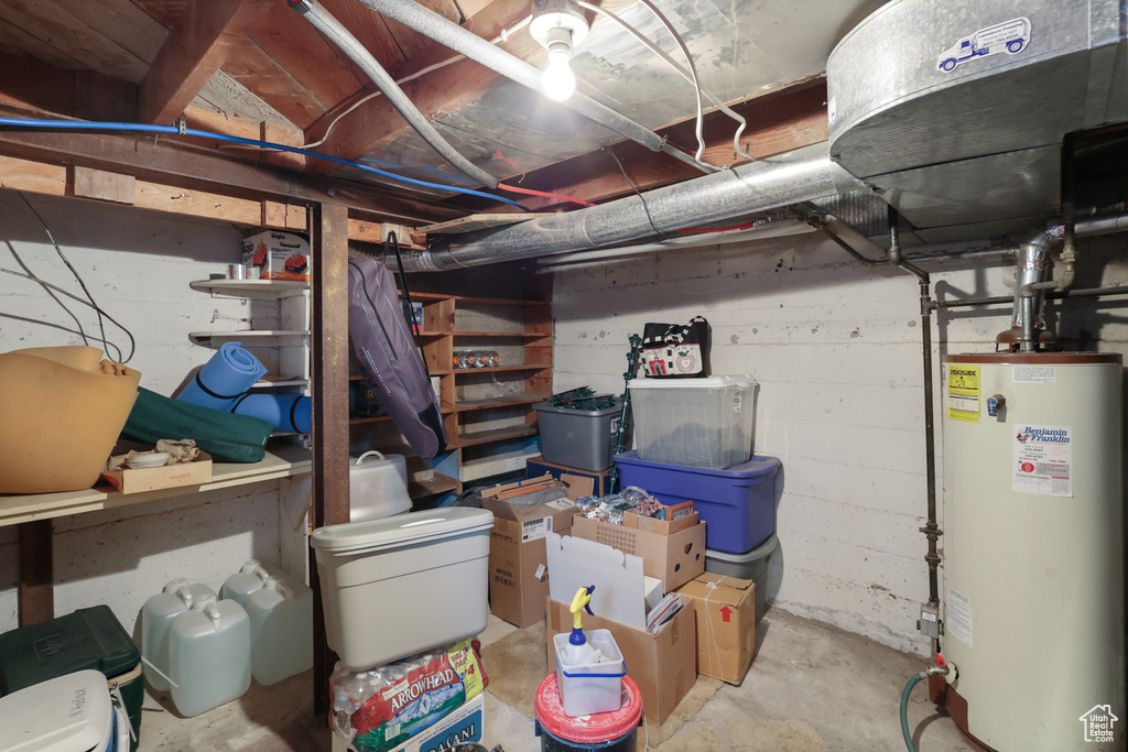 Storage room with gas water heater