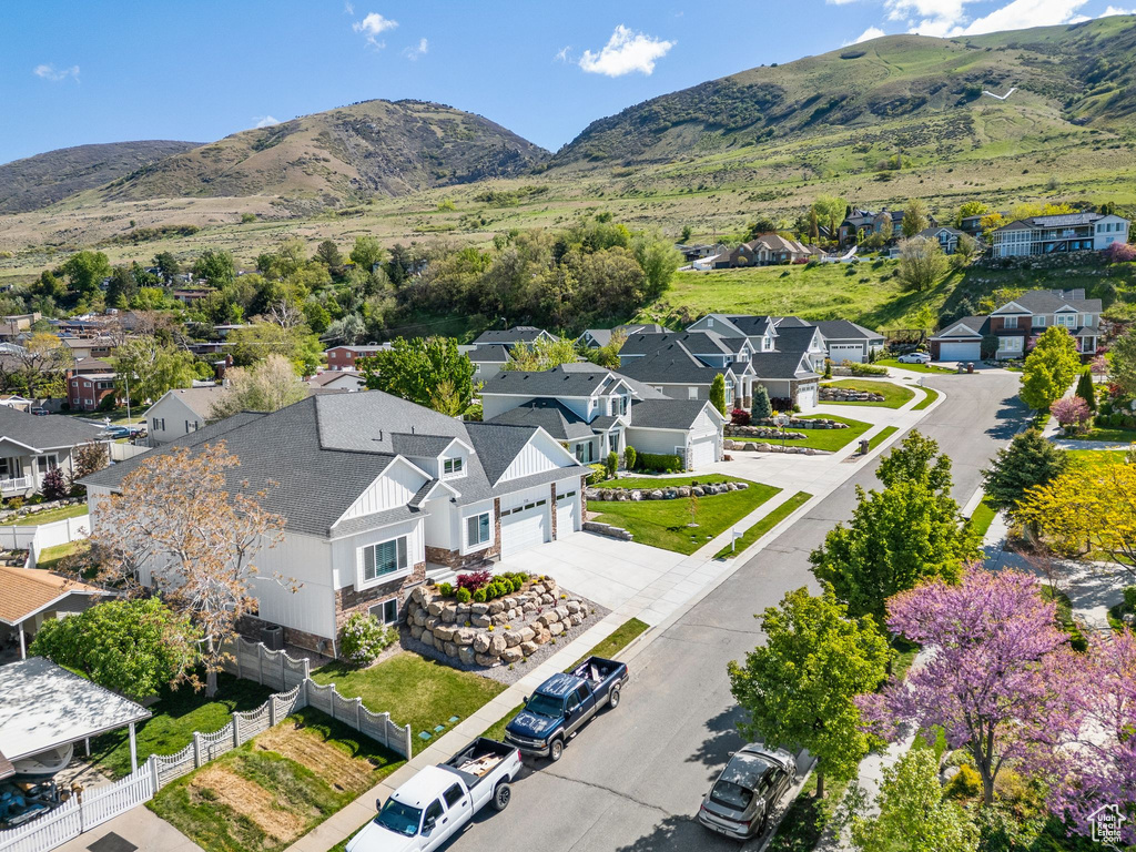 Bird\'s eye view featuring a residential view and a mountain view