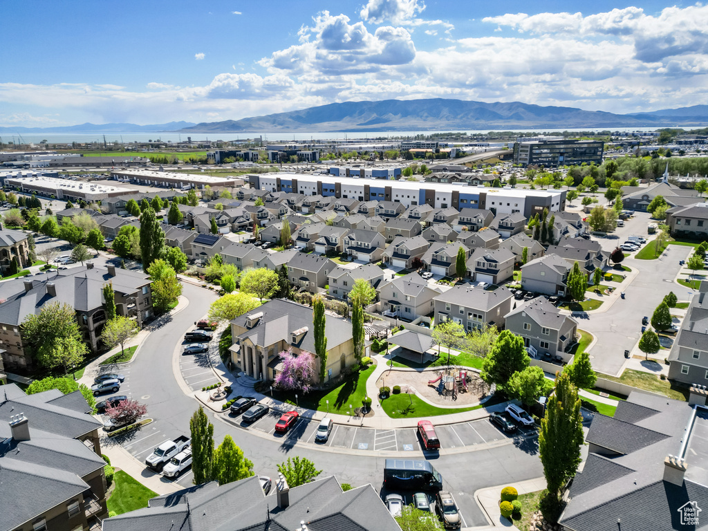 Aerial view with a residential view and a mountain view