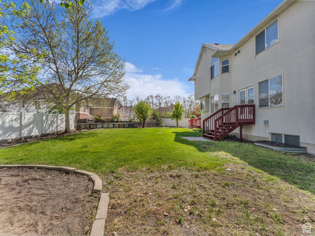 View of yard featuring a fenced backyard