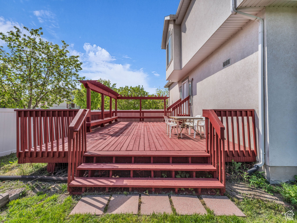 View of wooden deck