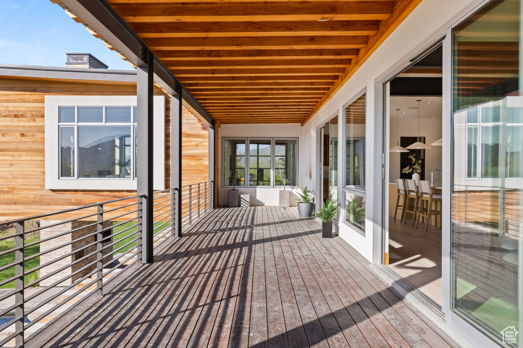 View of wooden deck