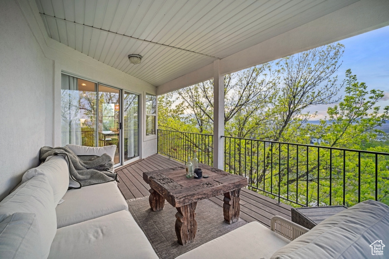 View of patio / terrace featuring outdoor lounge area and a balcony