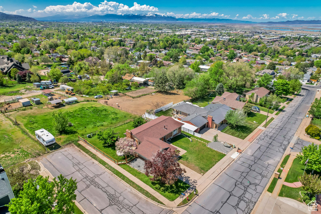 Aerial view with a mountain view and a residential view