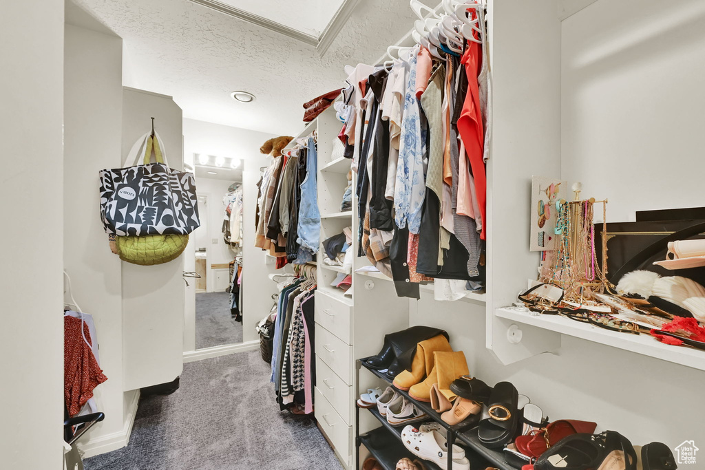 Walk in closet featuring carpet flooring
