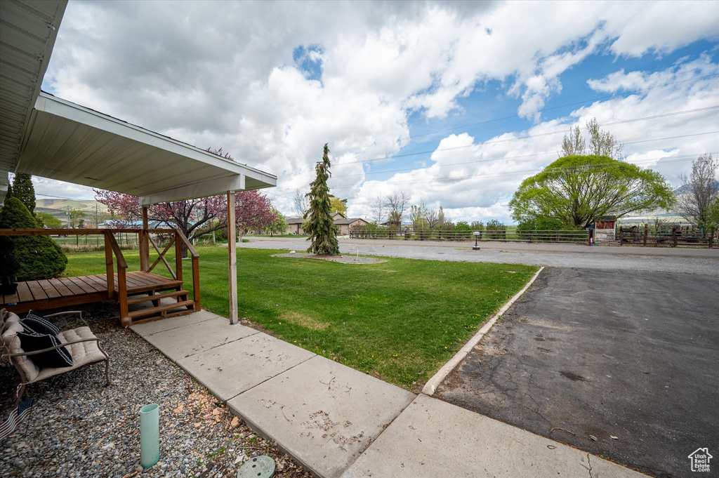 View of yard with fence