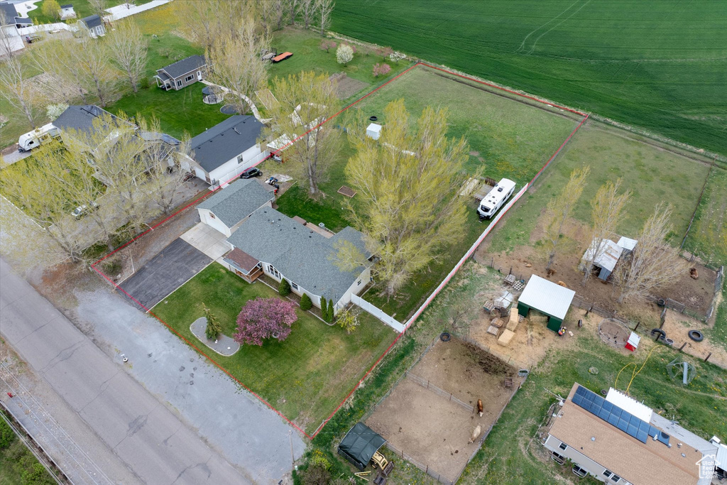 Aerial view with a rural view
