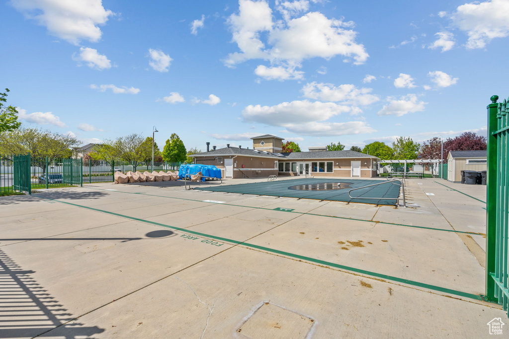 Pool featuring fence