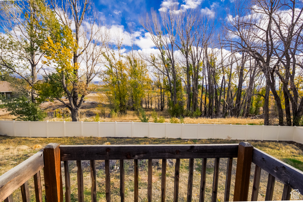 Exterior space with a fenced backyard
