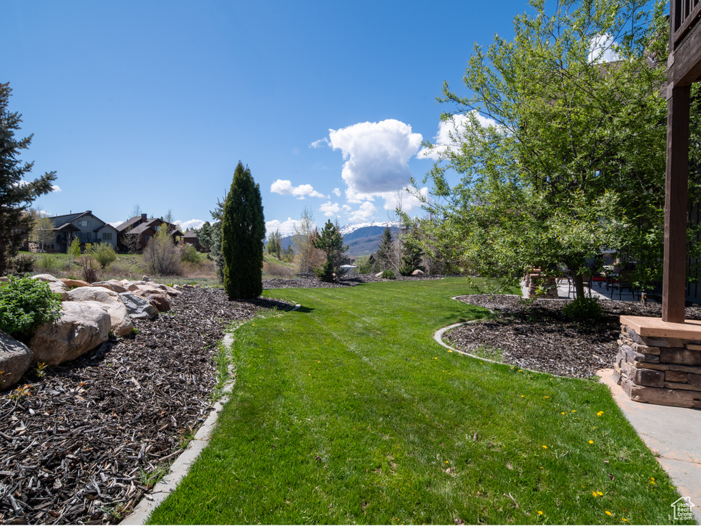 View of yard with a mountain view