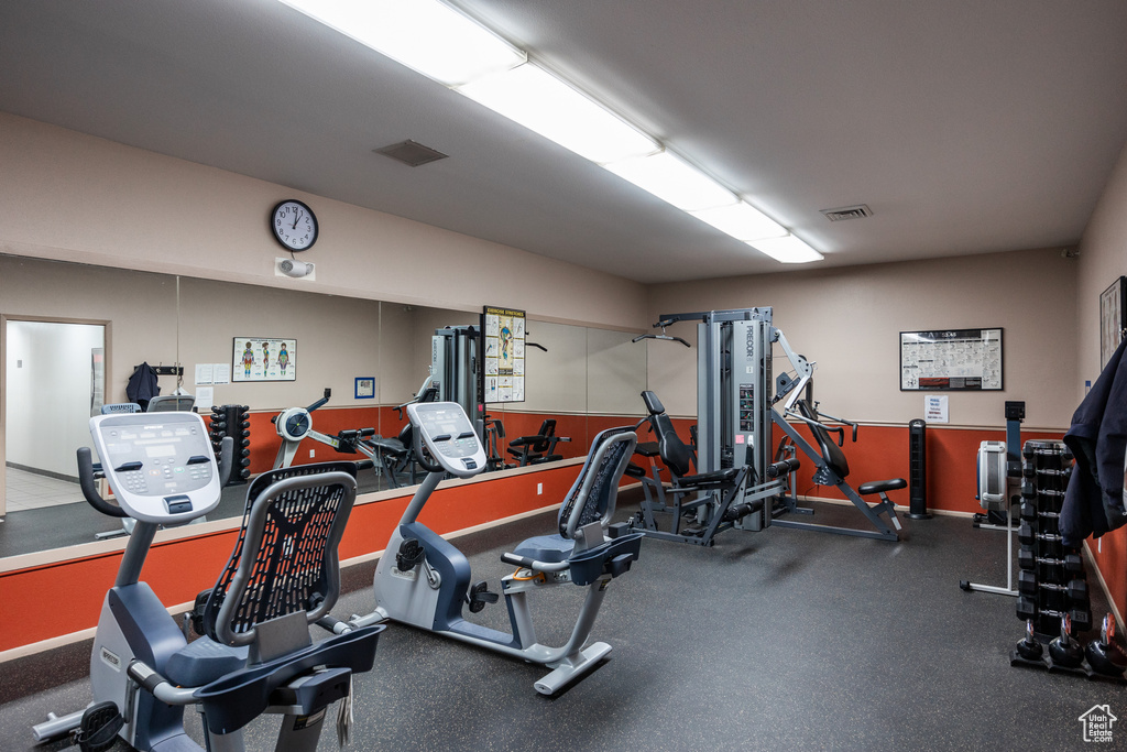 Workout area featuring visible vents