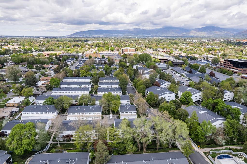 Drone / aerial view with a mountain view