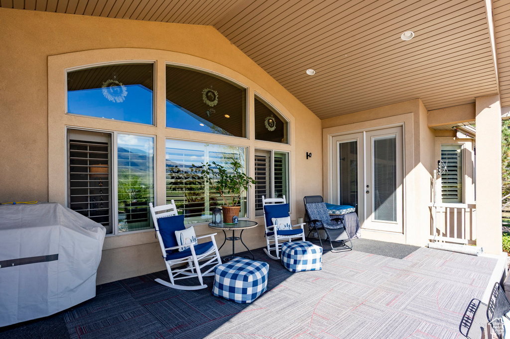 View of patio featuring grilling area