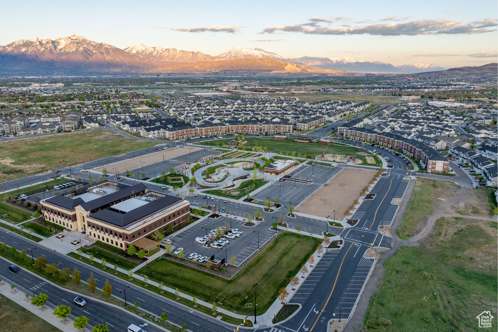 Drone / aerial view with a mountain view
