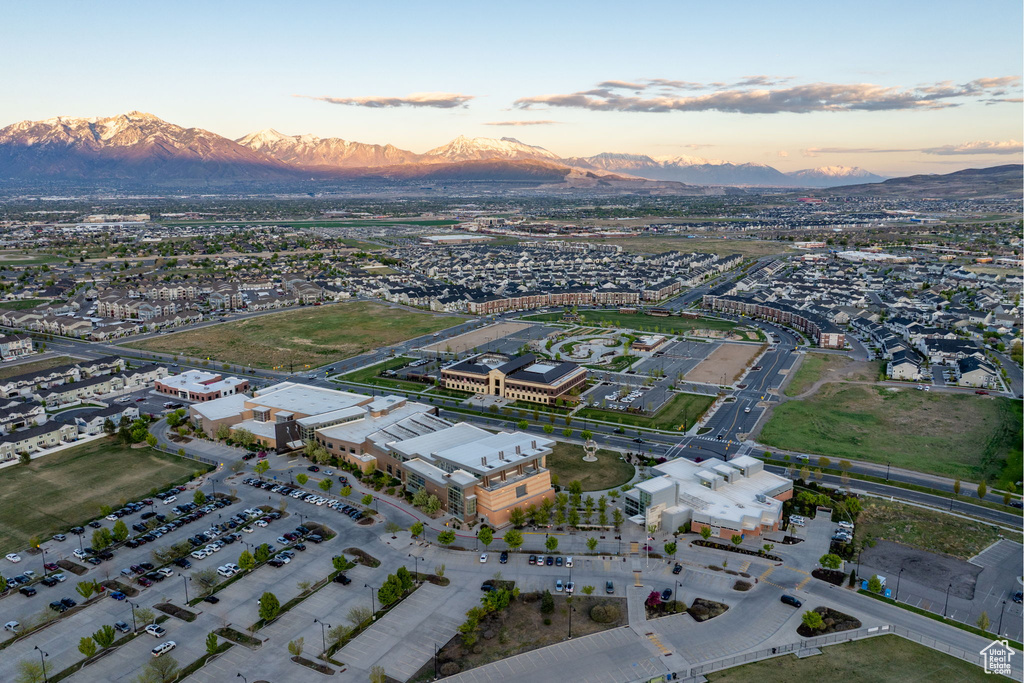 Aerial view featuring a mountain view