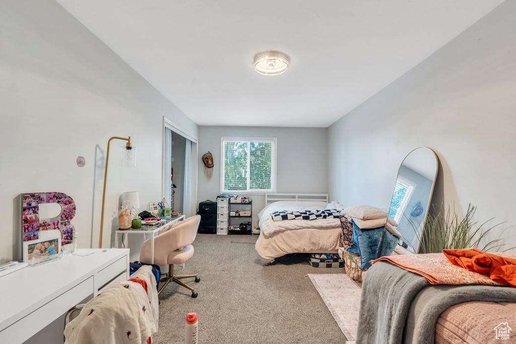 Bedroom with carpet floors