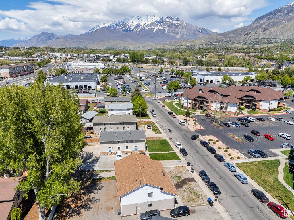 Drone / aerial view with a mountain view