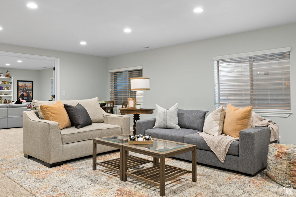 Living area with recessed lighting