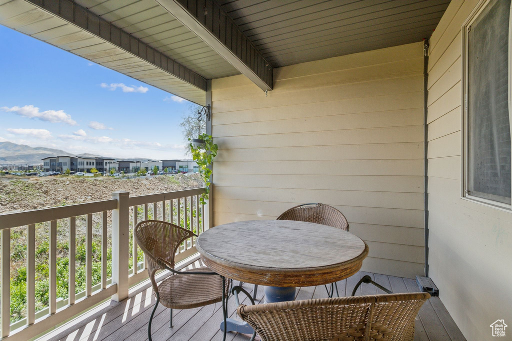 Balcony with a mountain view
