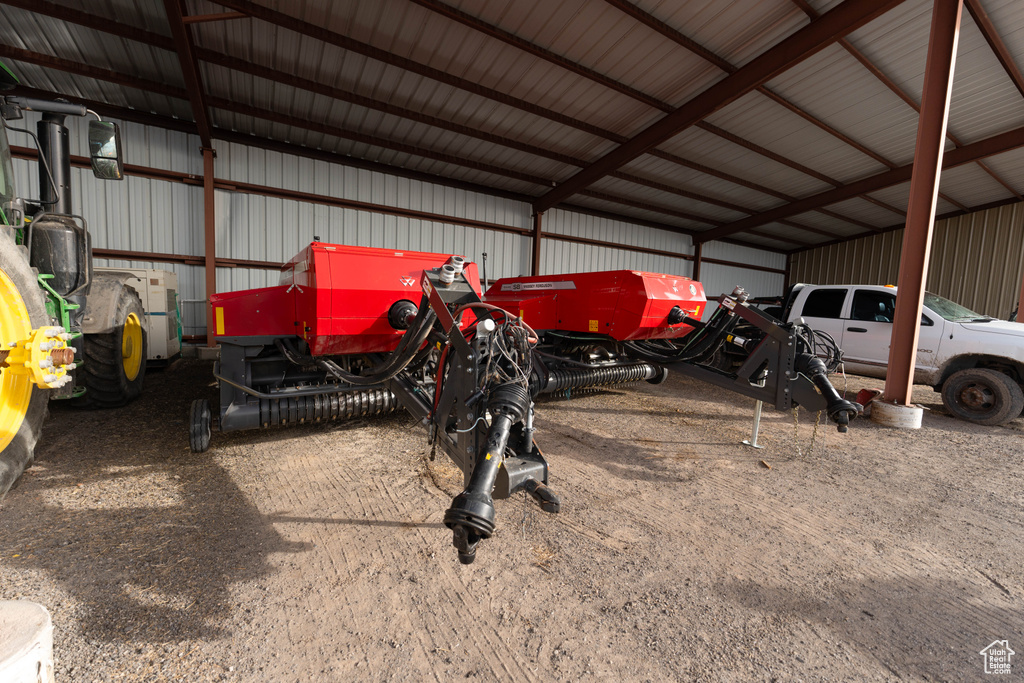 Garage with metal wall