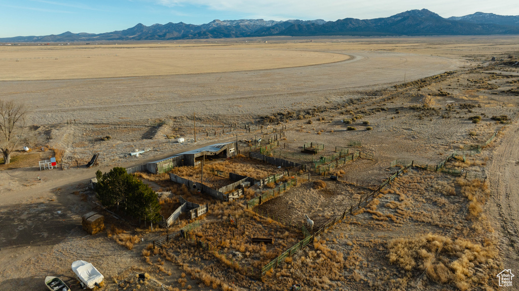Bird's eye view with a desert view, a mountain view, and a rural view