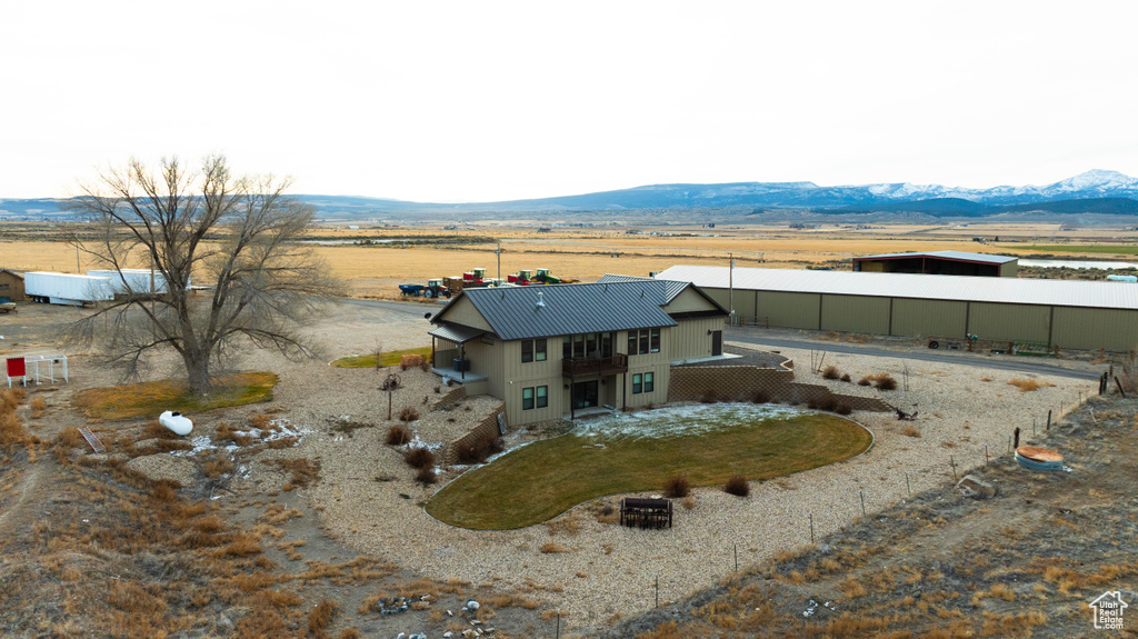 Bird's eye view with a mountain view and a rural view