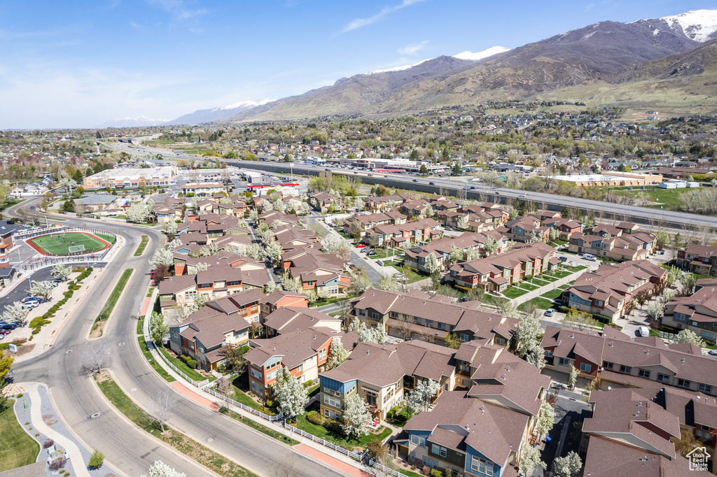 Aerial view with a residential view and a mountain view