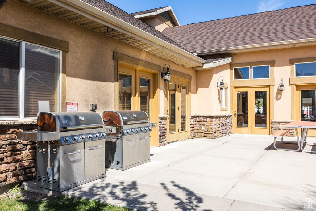 View of patio / terrace with french doors and grilling area