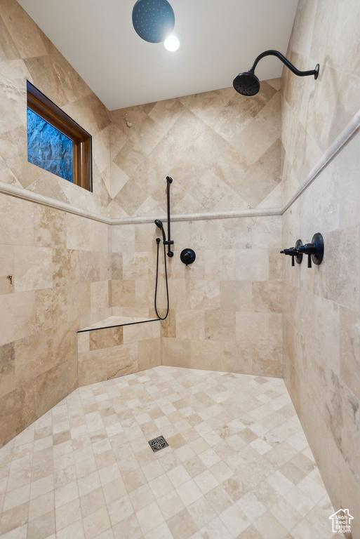 Full bathroom with tiled shower