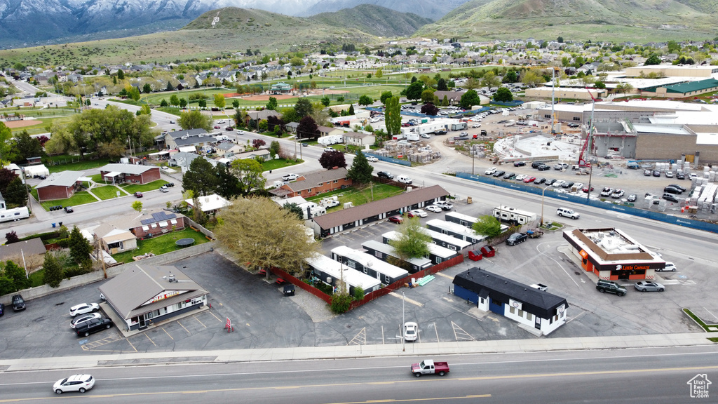 Aerial view with a residential view and a mountain view