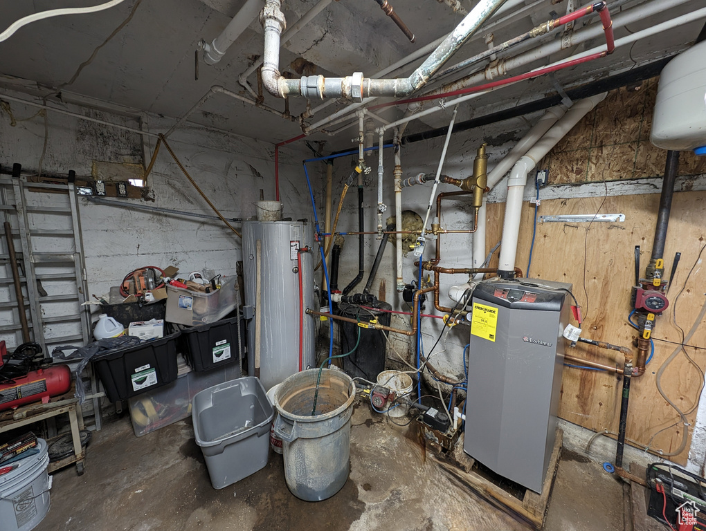 Interior space with water heater