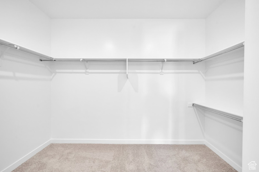 Spacious closet with light colored carpet