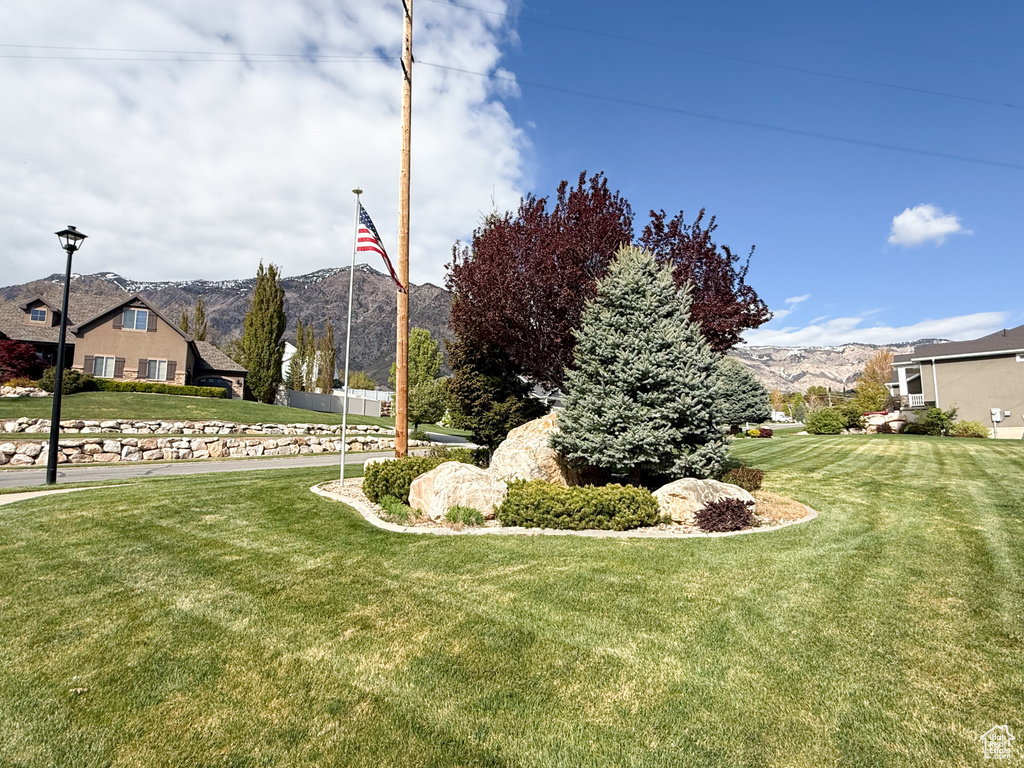 View of yard featuring a mountain view