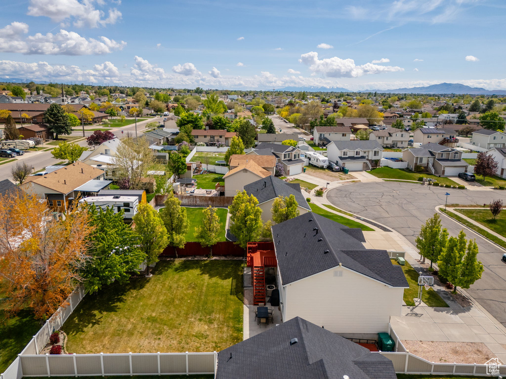 Bird\'s eye view featuring a residential view and a mountain view