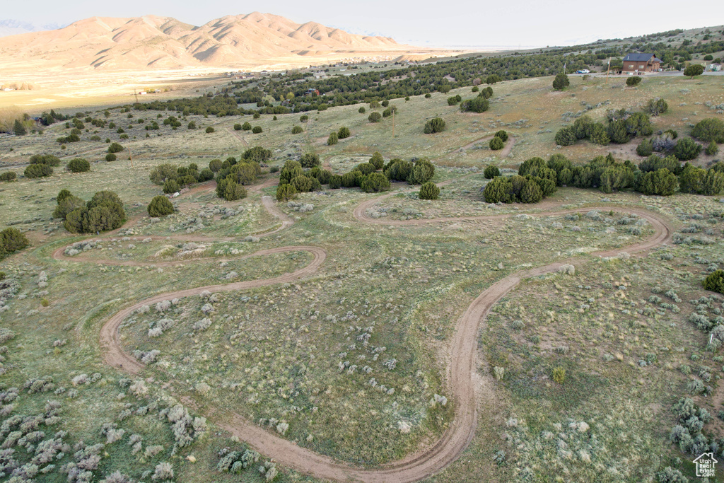 Aerial view with a mountain view and a rural view