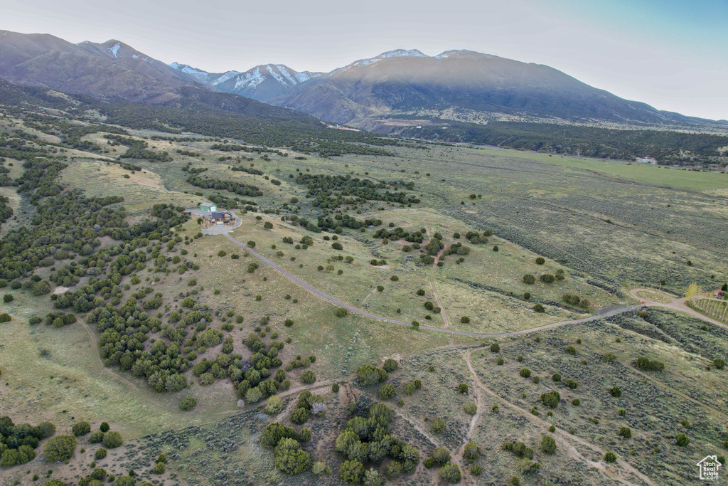 Aerial view with a rural view and a mountain view
