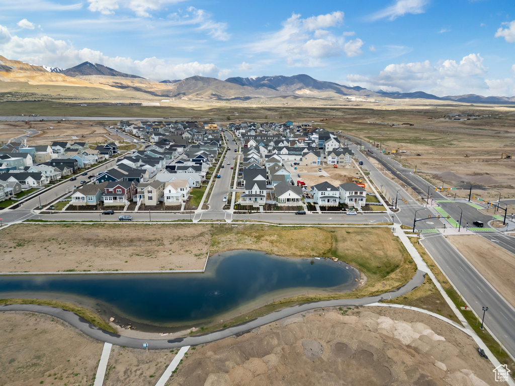 Aerial view with a residential view and a mountain view