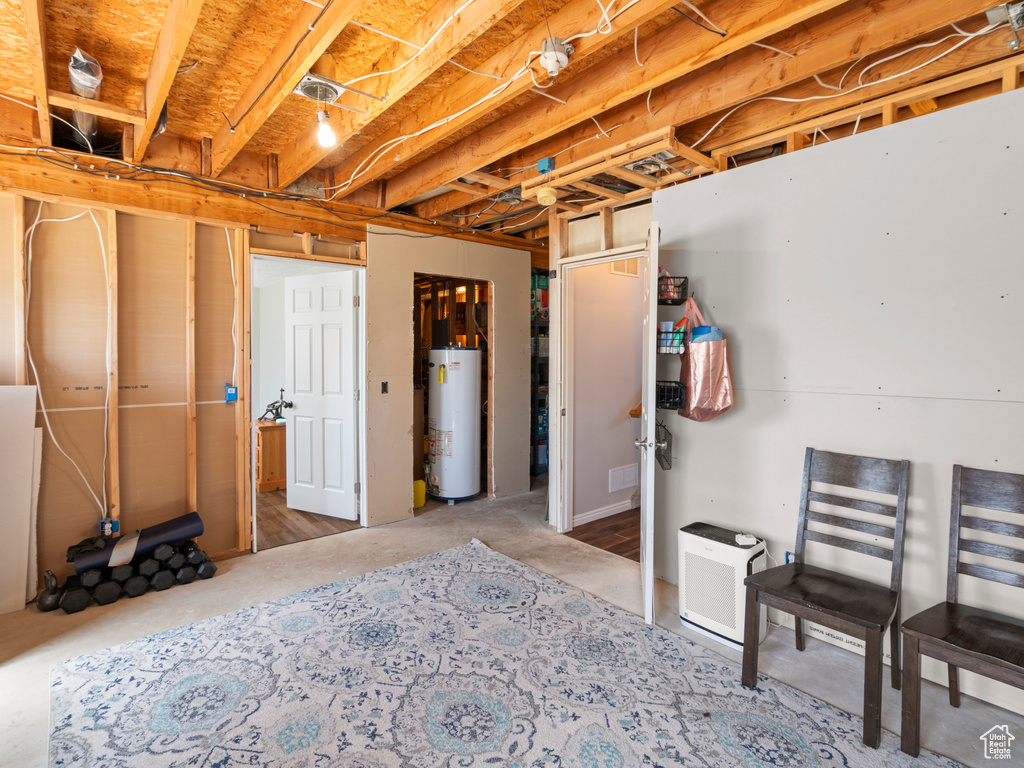 Unfinished below grade area with gas water heater