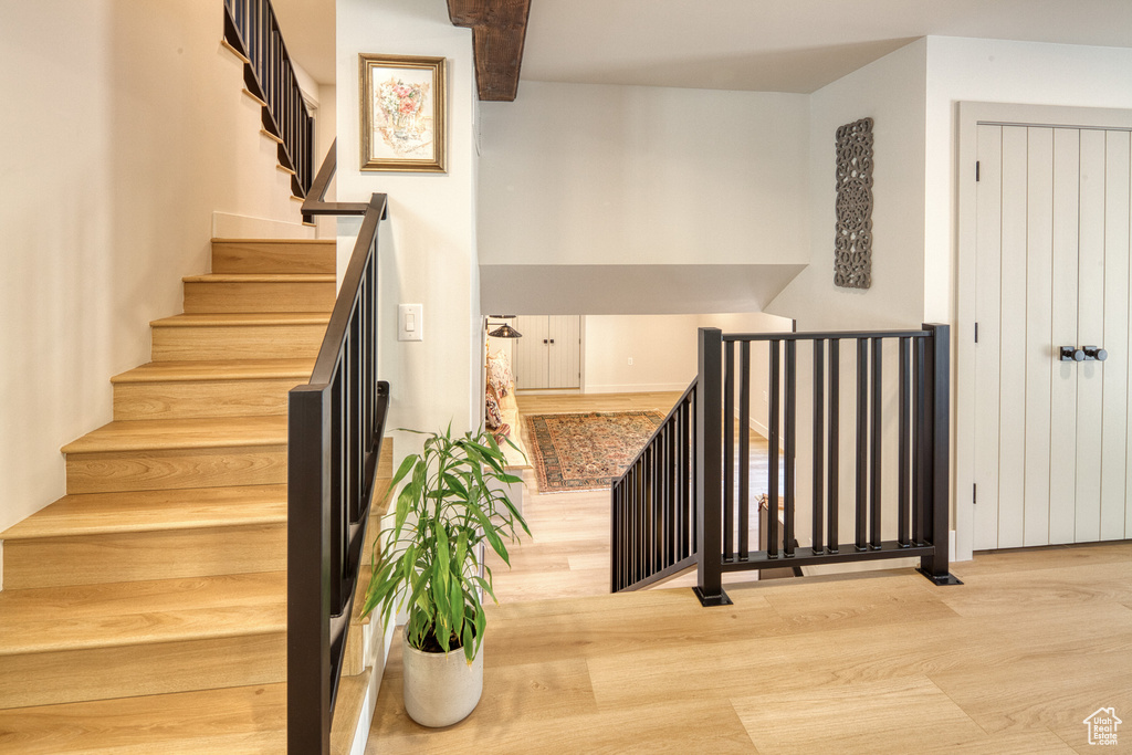 Stairs with wood finished floors